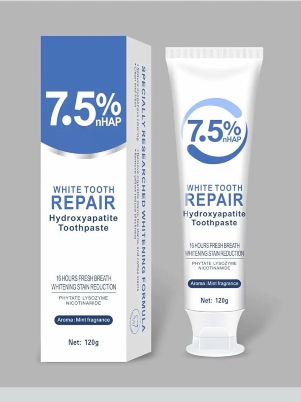 NWT Croent 7.5% nHAP White Tooth Repair Hydroxyapatite Toothpaste 120g Mint